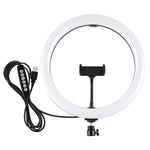 PULUZ ไฟวงแหวน LED โค้ง 11.8 นิ้ว 30 ซม. USB 10 โหมด 8 สี RGBW ปรับความสว่างได้ พร้อมขาตั้งกล้องหัวบอลและที่หนีบโทรศัพท์ ควบคุมด้วยปุ่ม