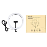 PULUZ ไฟวงแหวน LED โค้ง 11.8 นิ้ว 30 ซม. USB 10 โหมด 8 สี RGBW ปรับความสว่างได้ พร้อมขาตั้งกล้องหัวบอลและที่หนีบโทรศัพท์ ควบคุมด้วยปุ่ม