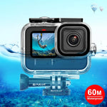 เคสกันน้ำ PULUZ 60m สำหรับ GoPro HERO13 Black /12 Black /11 Black /10 Black /9 Black พร้อมตัวยึดพื้นฐานและสกรู, สำหรับ GoPro HERO9 Black