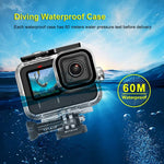 เคสกันน้ำ PULUZ 60m สำหรับ GoPro HERO13 Black /12 Black /11 Black /10 Black /9 Black พร้อมตัวยึดพื้นฐานและสกรู, สำหรับ GoPro HERO9 Black