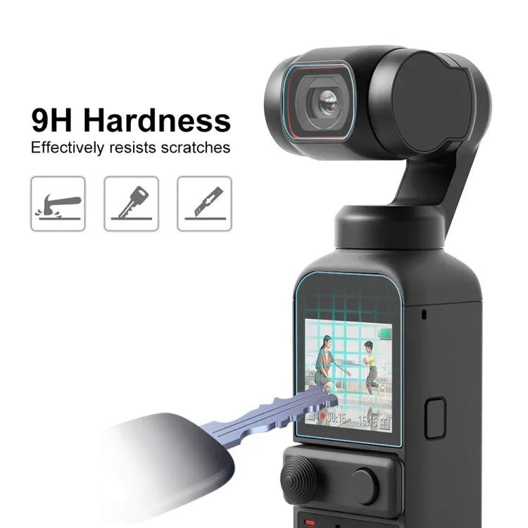 ฟิล์มกระจกนิรภัย 9H 2.5D HD ปกป้องเลนส์ + ฟิล์มหน้าจอสำหรับ DJI OSMO Pocket 2, สำหรับ DJI OSMO Pocket 2