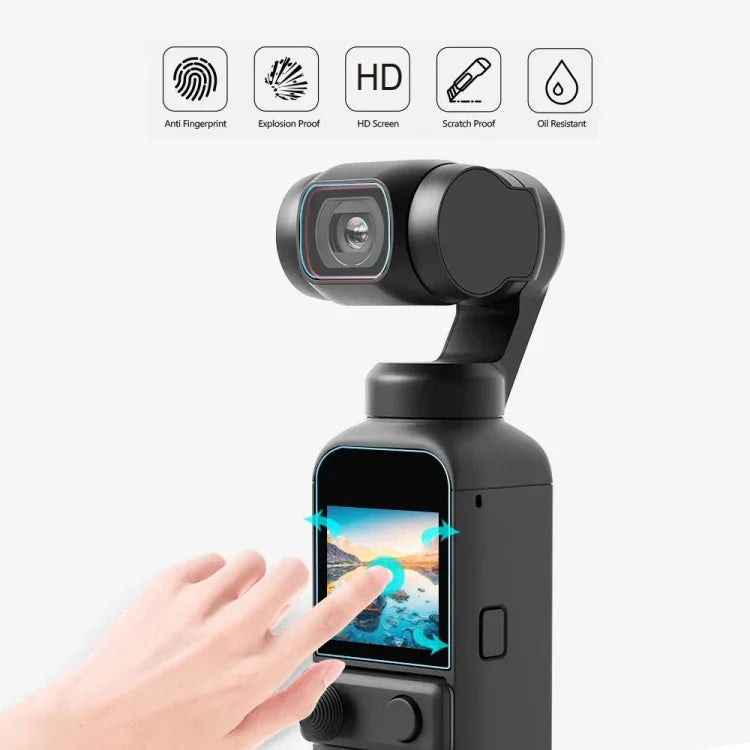 ฟิล์มกระจกนิรภัย 9H 2.5D HD ปกป้องเลนส์ + ฟิล์มหน้าจอสำหรับ DJI OSMO Pocket 2, สำหรับ DJI OSMO Pocket 2