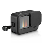 PULUZ เคสซิลิโคนกันกระแทกสำหรับ GoPro HERO12 Black /11 Black /10 Black /9 Black พร้อมฝาครอบพอร์ทด้านข้าง POM พร้อมสายรัดข้อมือและฝาปิดเลนส์, สำหรับเคสซิลิโคน GoPro HERO12 Black พร้อมฝาครอบด้านข้าง