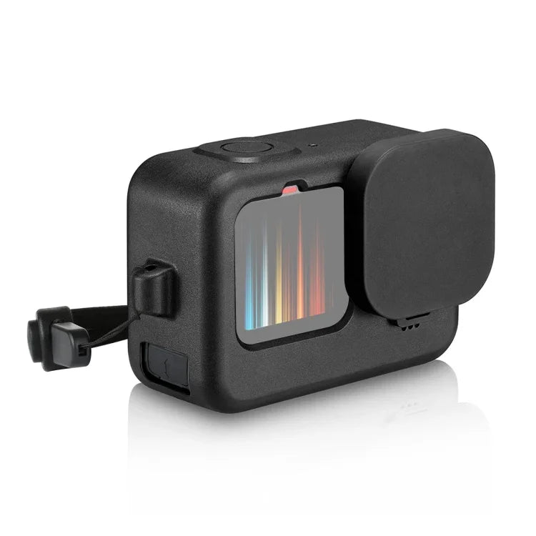 PULUZ เคสซิลิโคนกันกระแทกสำหรับ GoPro HERO12 Black /11 Black /10 Black /9 Black พร้อมฝาครอบพอร์ทด้านข้าง POM พร้อมสายรัดข้อมือและฝาปิดเลนส์, สำหรับเคสซิลิโคน GoPro HERO12 Black พร้อมฝาครอบด้านข้าง