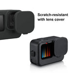 PULUZ เคสซิลิโคนกันกระแทกสำหรับ GoPro HERO12 Black /11 Black /10 Black /9 Black พร้อมฝาครอบพอร์ทด้านข้าง POM พร้อมสายรัดข้อมือและฝาปิดเลนส์, สำหรับเคสซิลิโคน GoPro HERO12 Black พร้อมฝาครอบด้านข้าง