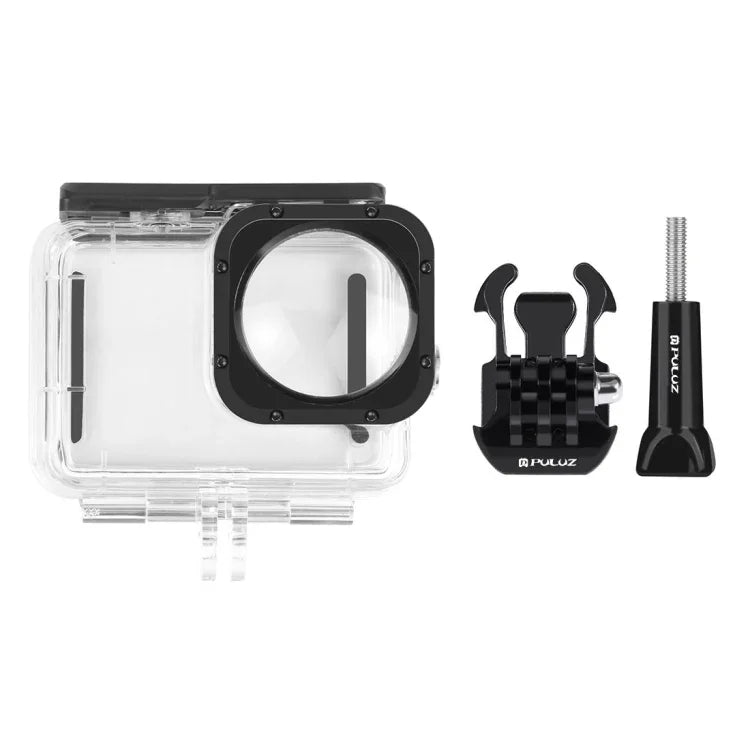 PULUZ เคสกันน้ำลึก 40 เมตรพร้อมตะขอและฐานติดตั้งสกรูสำหรับ GoPro HERO12 Black /11 Black /11 Black Mini /10 Black /9 Black Max Lens Mod, สำหรับ GoPro Hero11 Black / HERO10 Black