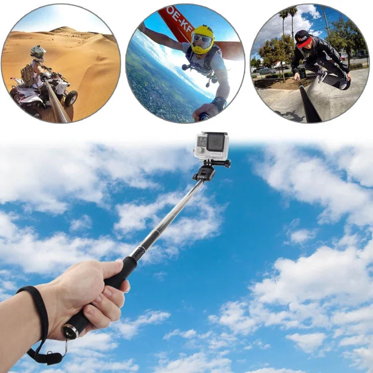 PULUZ ขาตั้งเซลฟี่แบบยืดได้สำหรับ GoPro, Insta360, DJI และกล้องแอคชั่นอื่นๆ ความยาว: 22.5-80 ซม., ความยาว: 22.5-100 ซม.