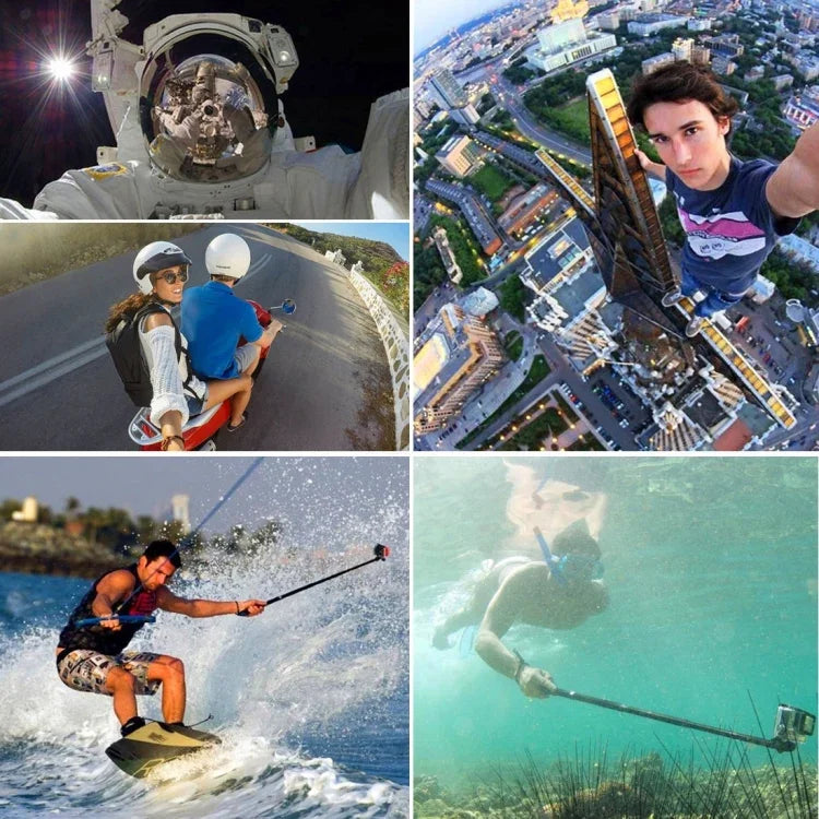 PULUZ ขาตั้งเซลฟี่แบบยืดได้สำหรับ GoPro, Insta360, DJI และกล้องแอคชั่นอื่นๆ ความยาว: 22.5-80 ซม., ความยาว: 22.5-100 ซม.