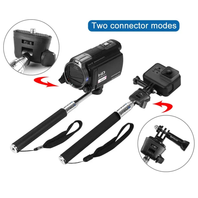 PULUZ ขาตั้งเซลฟี่แบบยืดได้สำหรับ GoPro, Insta360, DJI และกล้องแอคชั่นอื่นๆ ความยาว: 22.5-80 ซม., ความยาว: 22.5-100 ซม.