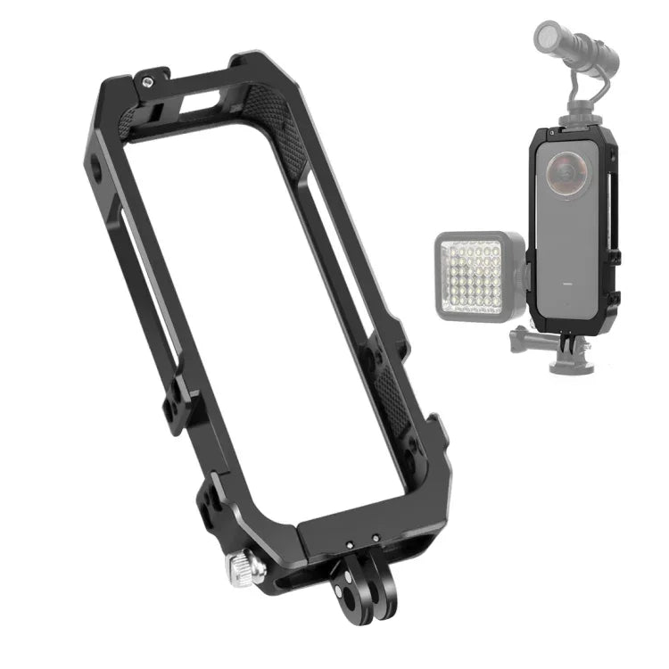 โครงกันกระแทก PULUZ พร้อม Cold Shoe และอะแดปเตอร์ขาตั้งกล้องแม่เหล็กพับได้ สำหรับ Insta360 ONE X2, โครงสำหรับ Insta360 ONE X2