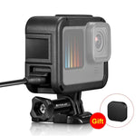 กรงติดตั้งกรอบ PA ชาร์จไฟได้พร้อมช่องฐาน Cold Shoe สำหรับ GoPro HERO13 Black /12 Black /11 Black /11 Black Mini /10 Black /9 Black, กรงติดตั้งกรอบ PA ชาร์จไฟได้