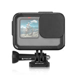 กรงติดตั้งกรอบ PA ชาร์จไฟได้พร้อมช่องฐาน Cold Shoe สำหรับ GoPro HERO13 Black /12 Black /11 Black /11 Black Mini /10 Black /9 Black, กรงติดตั้งกรอบ PA ชาร์จไฟได้