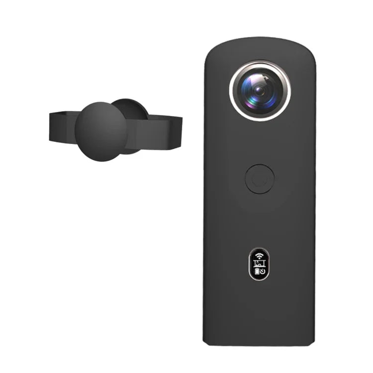 เคสซิลิโคนป้องกันพร้อมฝาครอบเลนส์สำหรับกล้องพาโนรามา Ricoh Theta SC2 360, เคสซิลิโคนสำหรับ Ricoh Theta SC2 (สีดำ)