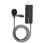 ไมโครโฟนหนีบเสื้อแบบมีสาย PULUZ USB สำหรับบันทึกเสียง ไมโครโฟนลาวาเลียร์คอนเดนเซอร์เงียบ, สายยาว 1.2 ม.