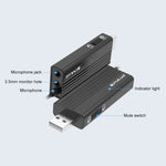 ไมโครโฟนหนีบเสื้อแบบมีสาย PULUZ USB สำหรับบันทึกเสียง ไมโครโฟนลาวาเลียร์คอนเดนเซอร์เงียบ, สายยาว 1.2 ม.