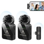 ไมโครโฟนไร้สาย PULUZ แบบ Lavalier สำหรับ iPhone / iPad, ตัวรับสัญญาณ 8 พิน และไมโครโฟนคู่, 8 พิน 2 TX + 1 RX