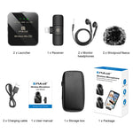 ไมโครโฟนไร้สาย PULUZ แบบ Lavalier สำหรับ iPhone / iPad, ตัวรับสัญญาณ 8 พิน และไมโครโฟนคู่, 8 พิน 2 TX + 1 RX