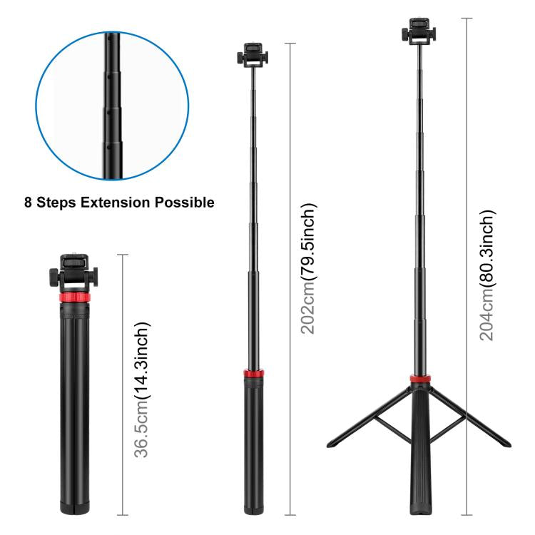 ขาตั้งไฟเสริมสำหรับถ่ายทอดสด PULUZ 2 เมตร 8 ช่วง อลูมิเนียมอัลลอยด์ ขาตั้งกล้องแบบเลื่อน