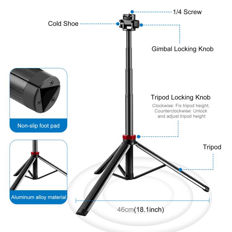 ขาตั้งไฟเสริมสำหรับถ่ายทอดสด PULUZ 2 เมตร 8 ช่วง อลูมิเนียมอัลลอยด์ ขาตั้งกล้องแบบเลื่อน