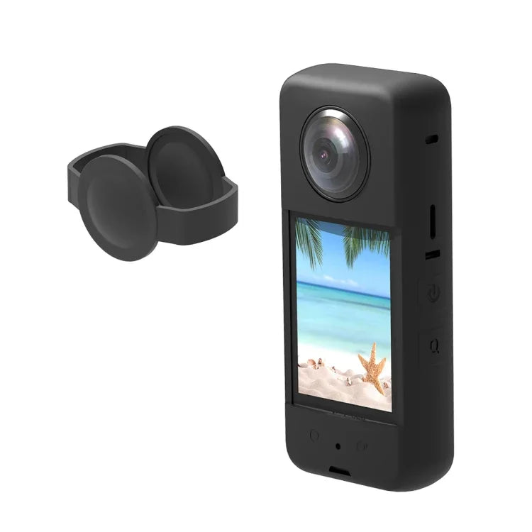 เคสซิลิโคนป้องกันเลนส์ PULUZ สำหรับ Insta360 X3 (สีดำ)