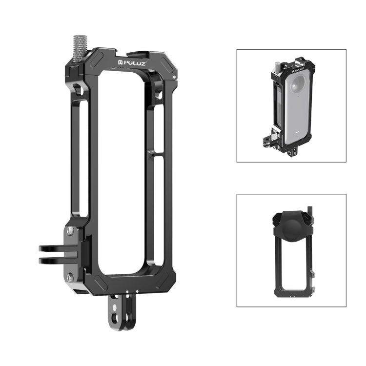 โครงเหล็กป้องกัน PULUZ สำหรับ Insta360 X3 พร้อมฐาน Cold Shoe ขยายและอะแดปเตอร์ขาตั้งกล้อง สต็อกในสหรัฐอเมริกา สำหรับ Insta360 X3