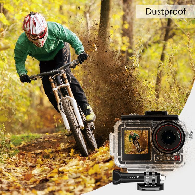 สำหรับ DJI Osmo Action 5 Pro / 3 / 4 เคสกันน้ำใต้น้ำ PULUZ 60 ม. พร้อม Cold Shoe และตัวยึดพื้นฐานพร้อมสกรู, สำหรับ DJI Osmo Action 3 / 4 เคสกันน้ำ