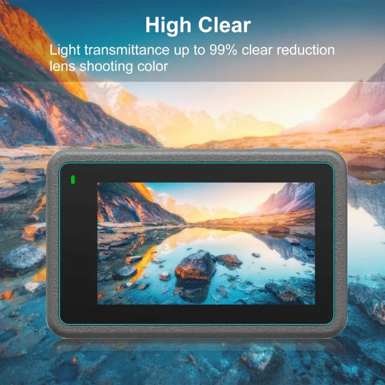 สำหรับ DJI Osmo Action 3 ฟิล์มกระจกนิรภัยกันระเบิดเลนส์หน้าและหลัง 3-in-1 PULUZ สำหรับ DJI Osmo Action 3