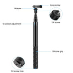 ไม้เซลฟี่โลหะ PULUZ 110 ซม. พร้อมฐานอะแดปเตอร์ล่องหนและสกรูสำหรับ Insta360 One RS / X2 / X3 / X4 / DJI Osmo 360, ไม้เซลฟี่ 110 ซม.