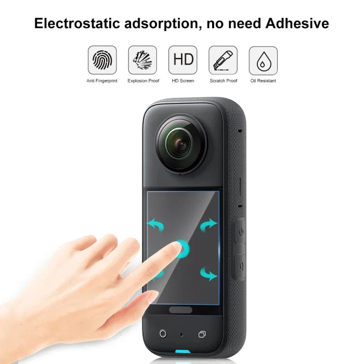 สำหรับ Insta360 X3 PULUZ ฟิล์มกันรอยหน้าจอโค้ง HD 2 ชิ้น, สำหรับ Insta360 X3