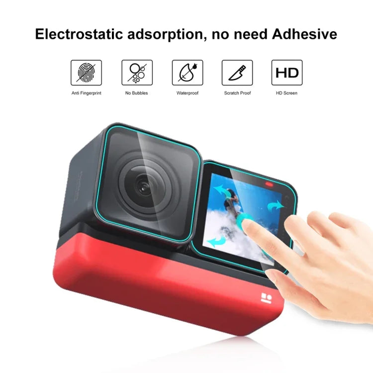 สำหรับ Insta360 One RS PULUZ ฟิล์มกระจกนิรภัย 3 in 1 หน้าจอ + เลนส์ 4K + เลนส์ Leica, สำหรับ Insta360 One RS