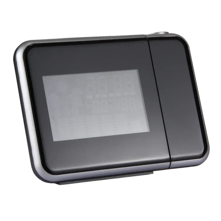 นาฬิกาปลุกดิจิทัลจอ LCD สีพร้อมโปรเจคเตอร์ LED และสถานีอากาศ / อุณหภูมิ / ความชื้น / ปฏิทิน นาฬิกาปลุกโปรเจคเตอร์ LED