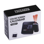 นาฬิกาปลุกดิจิทัลจอ LCD สีพร้อมโปรเจคเตอร์ LED และสถานีอากาศ / อุณหภูมิ / ความชื้น / ปฏิทิน นาฬิกาปลุกโปรเจคเตอร์ LED