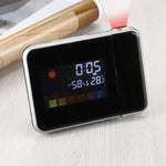 นาฬิกาปลุกดิจิทัลจอ LCD สีพร้อมโปรเจคเตอร์ LED และสถานีอากาศ / อุณหภูมิ / ความชื้น / ปฏิทิน นาฬิกาปลุกโปรเจคเตอร์ LED