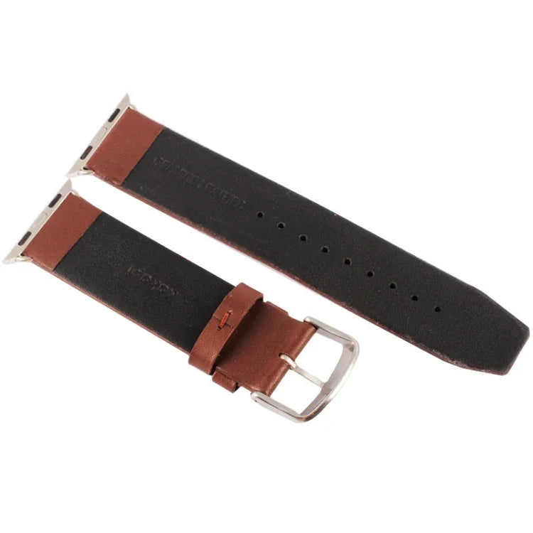 Kakapi สำหรับ Apple Watch 42mm สายนาฬิกาหนังแท้หัวเข็มขัดขัดลายละเอียด พร้อมตัวเชื่อมต่อ
