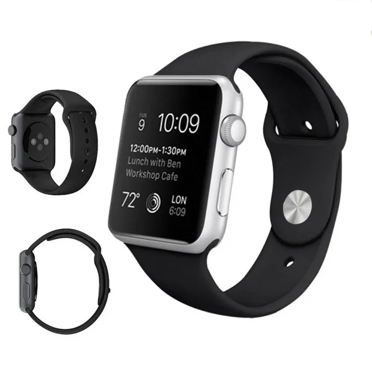 สำหรับ Apple Watch Series 10 42mm / 9&8&7 41mm / SE 3&SE 2&6&SE&5&4 40mm / 3&2&1 38mm สายนาฬิกายาง 3-in-1 พร้อมหัวเข็มขัดปิ่น สำหรับ Apple Watch Series 9&8&7 41mm / SE 3&SE 2&6&SE&5&4 40mm