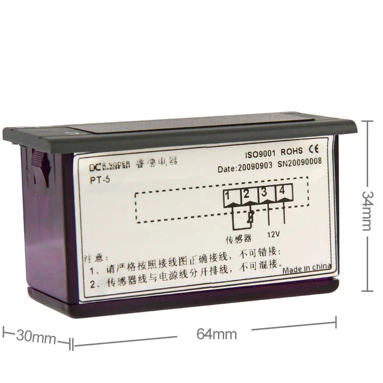 เครื่องวัดอุณหภูมิแบบดิจิตอล LCD สำหรับตู้เย็นและช่องแช่แข็ง ช่วงอุณหภูมิ: -40 ถึง 110 องศาเซลเซียส, PT-5