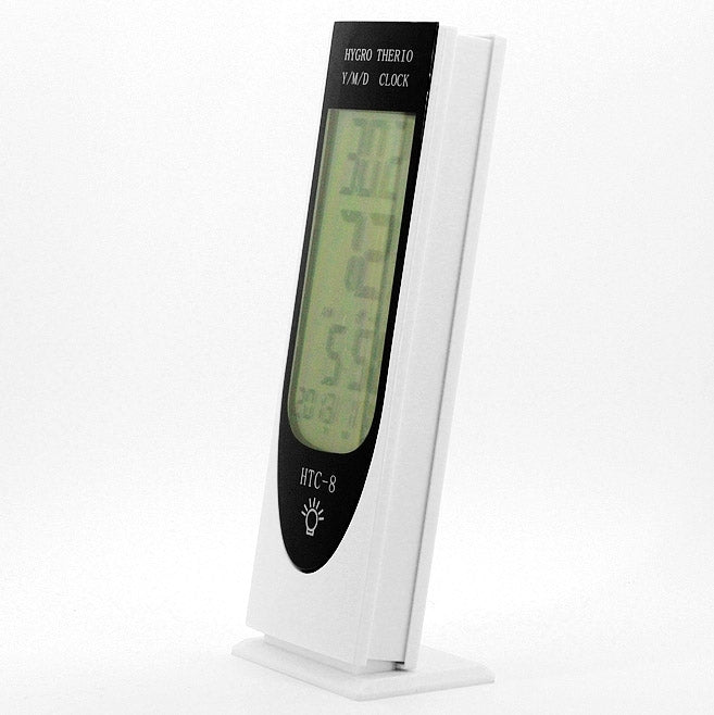 เครื่องวัดอุณหภูมิและความชื้นดิจิทัล HTC-8 พร้อมไฟ LED LCD เรืองแสง, มีสัญญาณเตือน / วันที่ / นาฬิกา / ปฏิทิน, รุ่น HTC-8