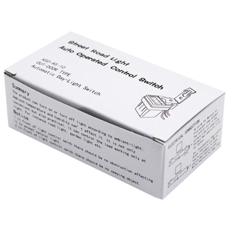 สวิตช์ควบคุมเซ็นเซอร์ไฟถนนอัตโนมัติ AS-10 220V 10A กันน้ำ เปิด-ปิด