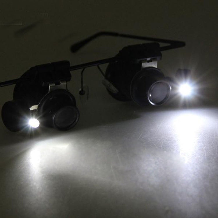 แว่นขยายซ่อมนาฬิกาแบบแว่นตา 20X พร้อมไฟ LED คู่