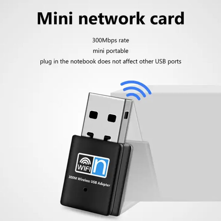 การ์ดอะแดปเตอร์เครือข่าย USB ไร้สาย 300Mbps 802.11N Nano