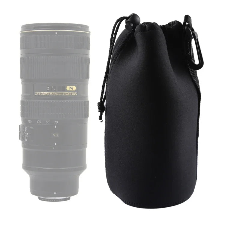 กระเป๋าใส่เลนส์กล้อง SLR ทำจากนีโอพรีน พร้อมตะขอเกี่ยว, ขนาด 10x22 ซม., ขนาด 10x22 ซม.