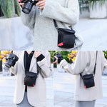 กระเป๋ากล้องดิจิทัลผ้าขนาดเล็กพร้อมสายสะพาย ขนาด: 115 x 105 x 155 มม., 11 x 10 x 15 ซม. (สีดำ)