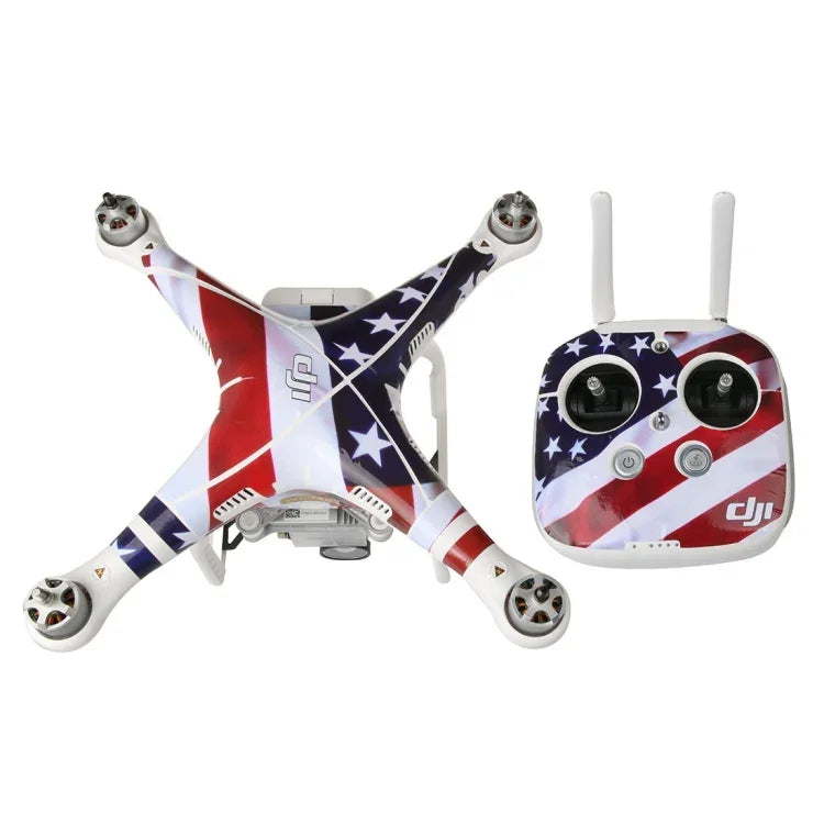 ชุดสติกเกอร์ PVC ลายคาร์บอนไฟเบอร์ 4D กันน้ำสำหรับ DJI Phantom 3 โดรนและรีโมตคอนโทรลและแบตเตอรี่