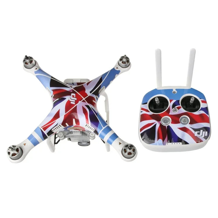 ชุดสติกเกอร์ PVC ลายคาร์บอนไฟเบอร์ 4D กันน้ำสำหรับ DJI Phantom 3 โดรนและรีโมตคอนโทรลและแบตเตอรี่