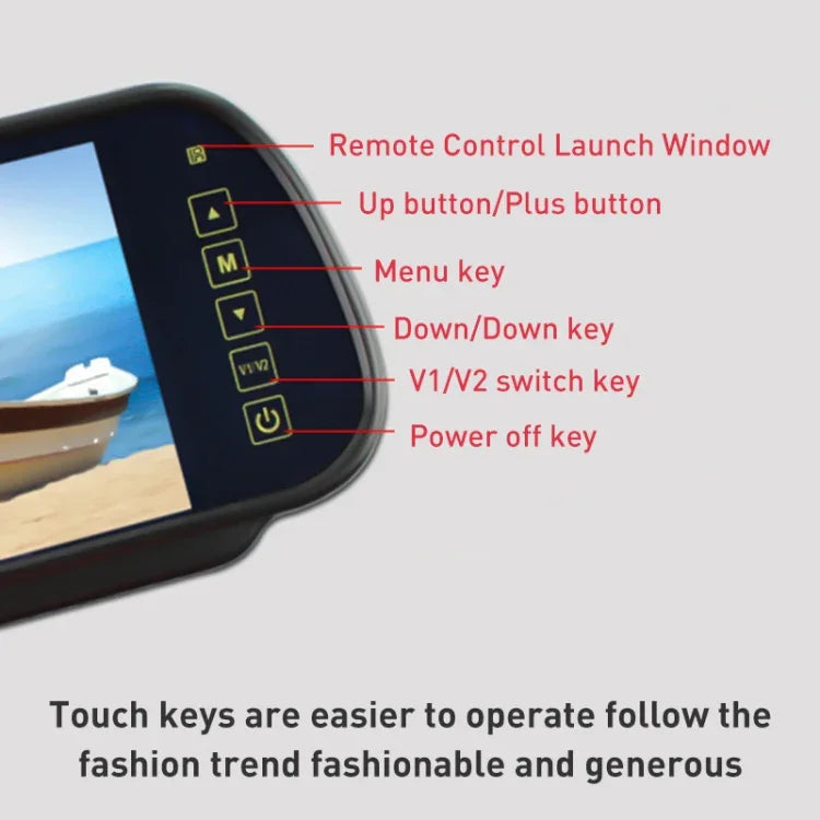จอภาพรถยนต์สี TFT-LCD 7 นิ้ว มองหลัง รองรับฟังก์ชันหน้าจอกลับอัตโนมัติ, 7 นิ้ว มองหลัง