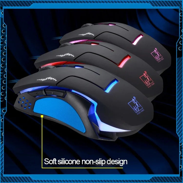 เมาส์เกม USB แบบมีสาย T7 เปลี่ยนสีได้ 3 สี 1200 DPI 1600 DPI 2400 DPI, T7