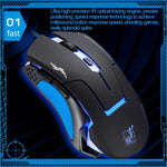 เมาส์เกม USB แบบมีสาย T7 เปลี่ยนสีได้ 3 สี 1200 DPI 1600 DPI 2400 DPI, T7