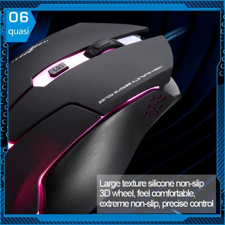 เมาส์เกม USB แบบมีสาย T7 เปลี่ยนสีได้ 3 สี 1200 DPI 1600 DPI 2400 DPI, T7
