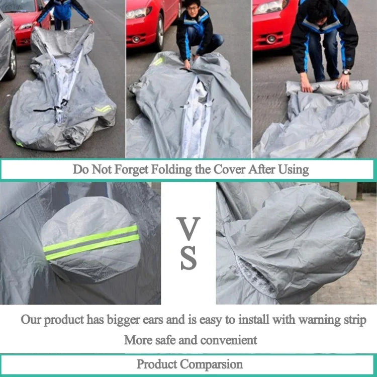 PEVA Anti-Dust Waterproof Sunproof Sedan Car Cover with Warning Strips, Fits Cars up to 4.5m(176 inch) in Length, 176inch (M)