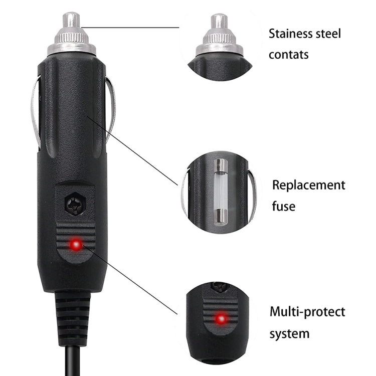 อะแดปเตอร์ปลั๊กจ่ายไฟ DC 2A 5.5 x 2.1 มม. พร้อมสายชาร์จม้วนสำหรับรถยนต์ ความยาว 40-140 ซม. 5.5 x 2.1 มม.